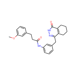 COc1cccc(CCC(=O)Nc2cccc(Cc3n[nH]c(=O)c4c3CCCC4)c2)c1 ZINC000167889532