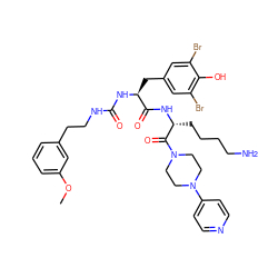 COc1cccc(CCNC(=O)N[C@@H](Cc2cc(Br)c(O)c(Br)c2)C(=O)N[C@H](CCCCN)C(=O)N2CCN(c3ccncc3)CC2)c1 ZINC000095606752