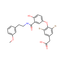 COc1cccc(CCNC(=O)c2cc(Oc3c(Br)cc(CC(=O)O)cc3Br)ccc2O)c1 ZINC000014969335