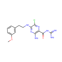 COc1cccc(CCNc2nc(N)c(C(=O)NC(=N)N)nc2Cl)c1 ZINC000653886969