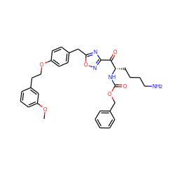 COc1cccc(CCOc2ccc(Cc3nc(C(=O)[C@H](CCCCN)NC(=O)OCc4ccccc4)no3)cc2)c1 ZINC000043628023