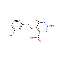 COc1cccc(CCc2c(C(=O)O)[nH]c(=O)[nH]c2=O)c1 ZINC000098209552