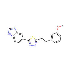 COc1cccc(CCc2nnc(-c3ccc4[nH]cnc4c3)s2)c1 ZINC000072317054