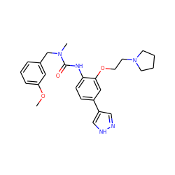 COc1cccc(CN(C)C(=O)Nc2ccc(-c3cn[nH]c3)cc2OCCN2CCCC2)c1 ZINC000083295870