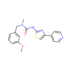 COc1cccc(CN(C)C(=O)Nc2nc(-c3ccncc3)cs2)c1 ZINC000165780198