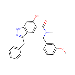 COc1cccc(CN(C)C(=O)c2cc3c(Cc4ccccc4)n[nH]c3cc2O)c1 ZINC000084714230