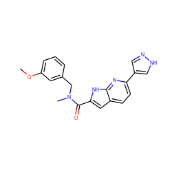 COc1cccc(CN(C)C(=O)c2cc3ccc(-c4cn[nH]c4)nc3[nH]2)c1 ZINC000073196401