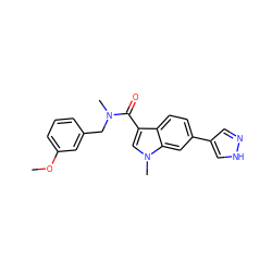 COc1cccc(CN(C)C(=O)c2cn(C)c3cc(-c4cn[nH]c4)ccc23)c1 ZINC000073163542