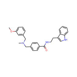 COc1cccc(CN(C)Cc2ccc(C(=O)NCCc3c[nH]c4ccccc34)cc2)c1 ZINC000169341983