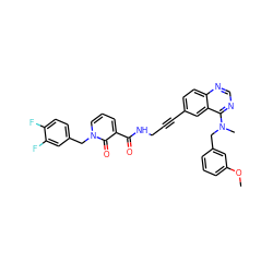 COc1cccc(CN(C)c2ncnc3ccc(C#CCNC(=O)c4cccn(Cc5ccc(F)c(F)c5)c4=O)cc23)c1 ZINC000096176302