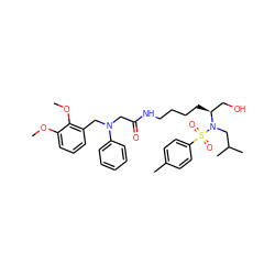 COc1cccc(CN(CC(=O)NCCCC[C@@H](CO)N(CC(C)C)S(=O)(=O)c2ccc(C)cc2)c2ccccc2)c1OC ZINC000014946724