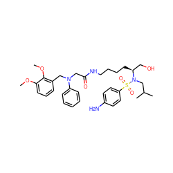 COc1cccc(CN(CC(=O)NCCCC[C@@H](CO)N(CC(C)C)S(=O)(=O)c2ccc(N)cc2)c2ccccc2)c1OC ZINC000014946725