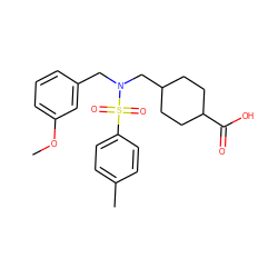 COc1cccc(CN(CC2CCC(C(=O)O)CC2)S(=O)(=O)c2ccc(C)cc2)c1 ZINC000116673534