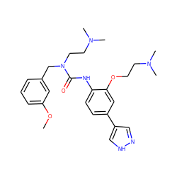 COc1cccc(CN(CCN(C)C)C(=O)Nc2ccc(-c3cn[nH]c3)cc2OCCN(C)C)c1 ZINC000095589722
