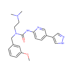 COc1cccc(CN(CCN(C)C)C(=O)Nc2ccc(-c3cn[nH]c3)cn2)c1 ZINC000095592978