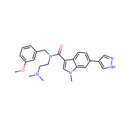 COc1cccc(CN(CCN(C)C)C(=O)c2cn(C)c3cc(-c4cn[nH]c4)ccc23)c1 ZINC000073159703