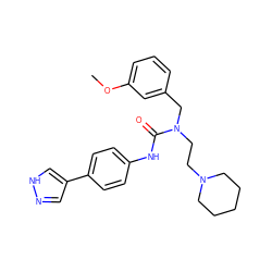 COc1cccc(CN(CCN2CCCCC2)C(=O)Nc2ccc(-c3cn[nH]c3)cc2)c1 ZINC000095590347