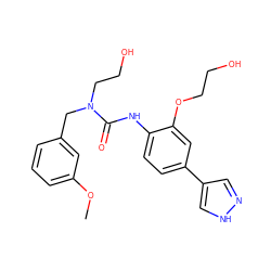 COc1cccc(CN(CCO)C(=O)Nc2ccc(-c3cn[nH]c3)cc2OCCO)c1 ZINC000095586313