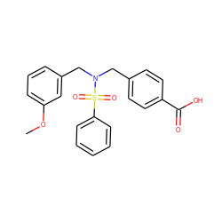 COc1cccc(CN(Cc2ccc(C(=O)O)cc2)S(=O)(=O)c2ccccc2)c1 ZINC000116673571