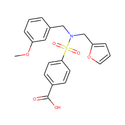 COc1cccc(CN(Cc2ccco2)S(=O)(=O)c2ccc(C(=O)O)cc2)c1 ZINC000104992903