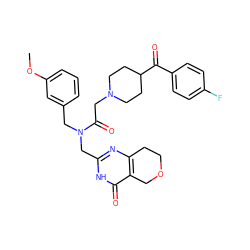 COc1cccc(CN(Cc2nc3c(c(=O)[nH]2)COCC3)C(=O)CN2CCC(C(=O)c3ccc(F)cc3)CC2)c1 ZINC000208827306