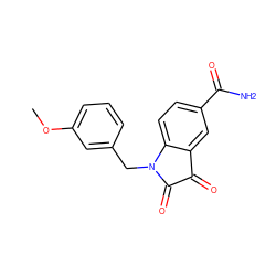 COc1cccc(CN2C(=O)C(=O)c3cc(C(N)=O)ccc32)c1 ZINC000003590585