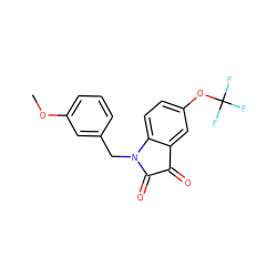 COc1cccc(CN2C(=O)C(=O)c3cc(OC(F)(F)F)ccc32)c1 ZINC000040891948