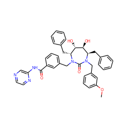 COc1cccc(CN2C(=O)N(Cc3cccc(C(=O)Nc4cnccn4)c3)[C@H](Cc3ccccc3)[C@H](O)[C@@H](O)[C@H]2Cc2ccccc2)c1 ZINC000027327450
