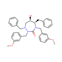 COc1cccc(CN2C(=O)N(Cc3cccc(OC)c3)N(Cc3ccccc3)C[C@@H](O)[C@H]2Cc2ccccc2)c1 ZINC000014908123