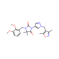 COc1cccc(CN2C(=O)N(c3cnn(Cc4c(C)noc4C)c3)C(=O)C2(C)C)c1OC ZINC000147335658