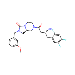 COc1cccc(CN2C[C@@H]3CN(C(=O)C[C@H](N)Cc4cc(F)c(F)cc4F)CCN3C2=O)c1 ZINC000064447695