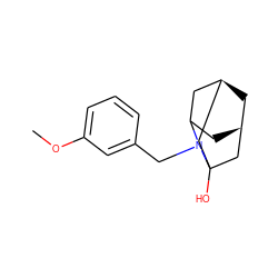 COc1cccc(CN2C3C[C@@H]4C[C@H](C3)CC2(O)C4)c1 ZINC000072105517