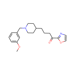 COc1cccc(CN2CCC(CCCC(=O)c3ncco3)CC2)c1 ZINC000029126675