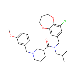 COc1cccc(CN2CCC[C@@H](C(=O)N(Cc3cc(Cl)c4c(c3)OCCCO4)CC(C)C)C2)c1 ZINC000114099584