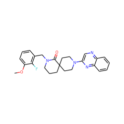 COc1cccc(CN2CCCC3(CCN(c4cnc5ccccc5n4)CC3)C2=O)c1F ZINC000096173140