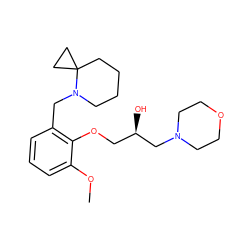 COc1cccc(CN2CCCCC23CC3)c1OC[C@@H](O)CN1CCOCC1 ZINC000095517157