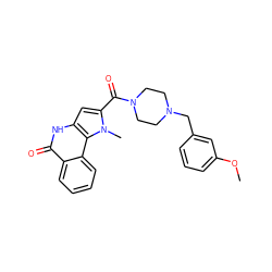 COc1cccc(CN2CCN(C(=O)c3cc4[nH]c(=O)c5ccccc5c4n3C)CC2)c1 ZINC000169352936