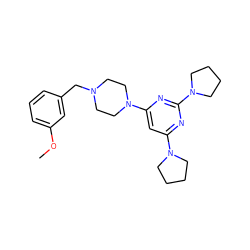 COc1cccc(CN2CCN(c3cc(N4CCCC4)nc(N4CCCC4)n3)CC2)c1 ZINC001772606320