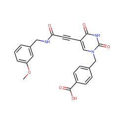 COc1cccc(CNC(=O)C#Cc2cn(Cc3ccc(C(=O)O)cc3)c(=O)[nH]c2=O)c1 ZINC001772646482