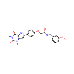 COc1cccc(CNC(=O)COc2ccc(-c3cc4c([nH]3)c(=O)n(C)c(=O)n4C)cc2)c1 ZINC000013678873