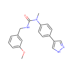 COc1cccc(CNC(=O)N(C)c2ccc(-c3cn[nH]c3)cc2)c1 ZINC000095589565