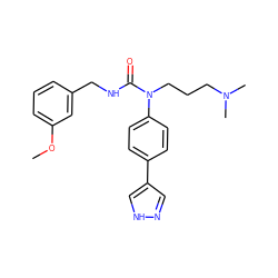 COc1cccc(CNC(=O)N(CCCN(C)C)c2ccc(-c3cn[nH]c3)cc2)c1 ZINC000095588386