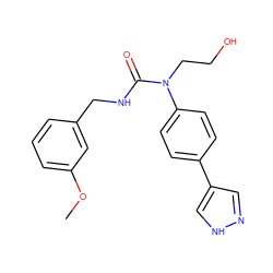 COc1cccc(CNC(=O)N(CCO)c2ccc(-c3cn[nH]c3)cc2)c1 ZINC000095588389
