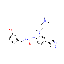 COc1cccc(CNC(=O)Nc2ccc(-c3cn[nH]c3)cc2N(C)CCN(C)C)c1 ZINC000140166997