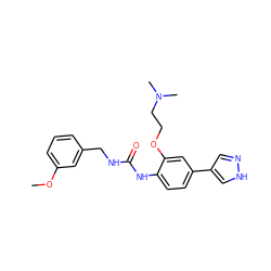 COc1cccc(CNC(=O)Nc2ccc(-c3cn[nH]c3)cc2OCCN(C)C)c1 ZINC000140141286