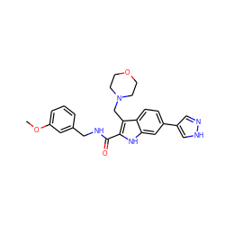 COc1cccc(CNC(=O)c2[nH]c3cc(-c4cn[nH]c4)ccc3c2CN2CCOCC2)c1 ZINC000073196364