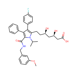 COc1cccc(CNC(=O)c2c(-c3ccccc3)c(-c3ccc(F)cc3)c(CC[C@@H](O)C[C@@H](O)CC(=O)O)n2C(C)C)c1 ZINC000028951269