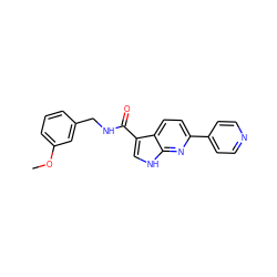 COc1cccc(CNC(=O)c2c[nH]c3nc(-c4ccncc4)ccc23)c1 ZINC000073168904