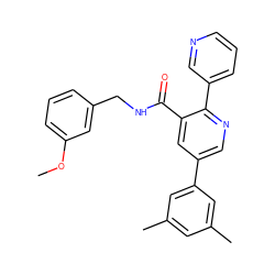 COc1cccc(CNC(=O)c2cc(-c3cc(C)cc(C)c3)cnc2-c2cccnc2)c1 ZINC000103234698