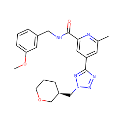 COc1cccc(CNC(=O)c2cc(-c3nnn(C[C@@H]4CCCOC4)n3)cc(C)n2)c1 ZINC000205090302